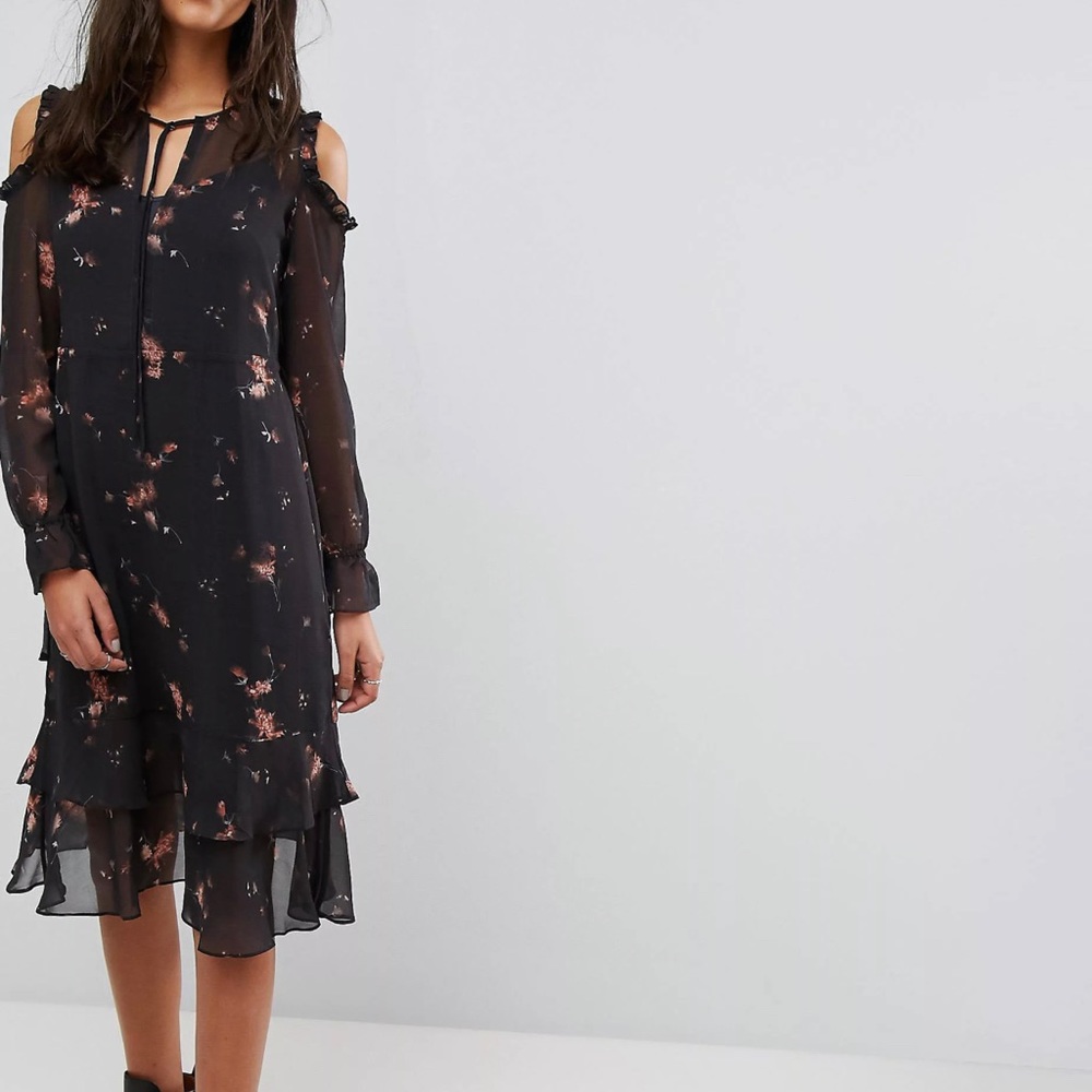 All Saints black floral dress size XS